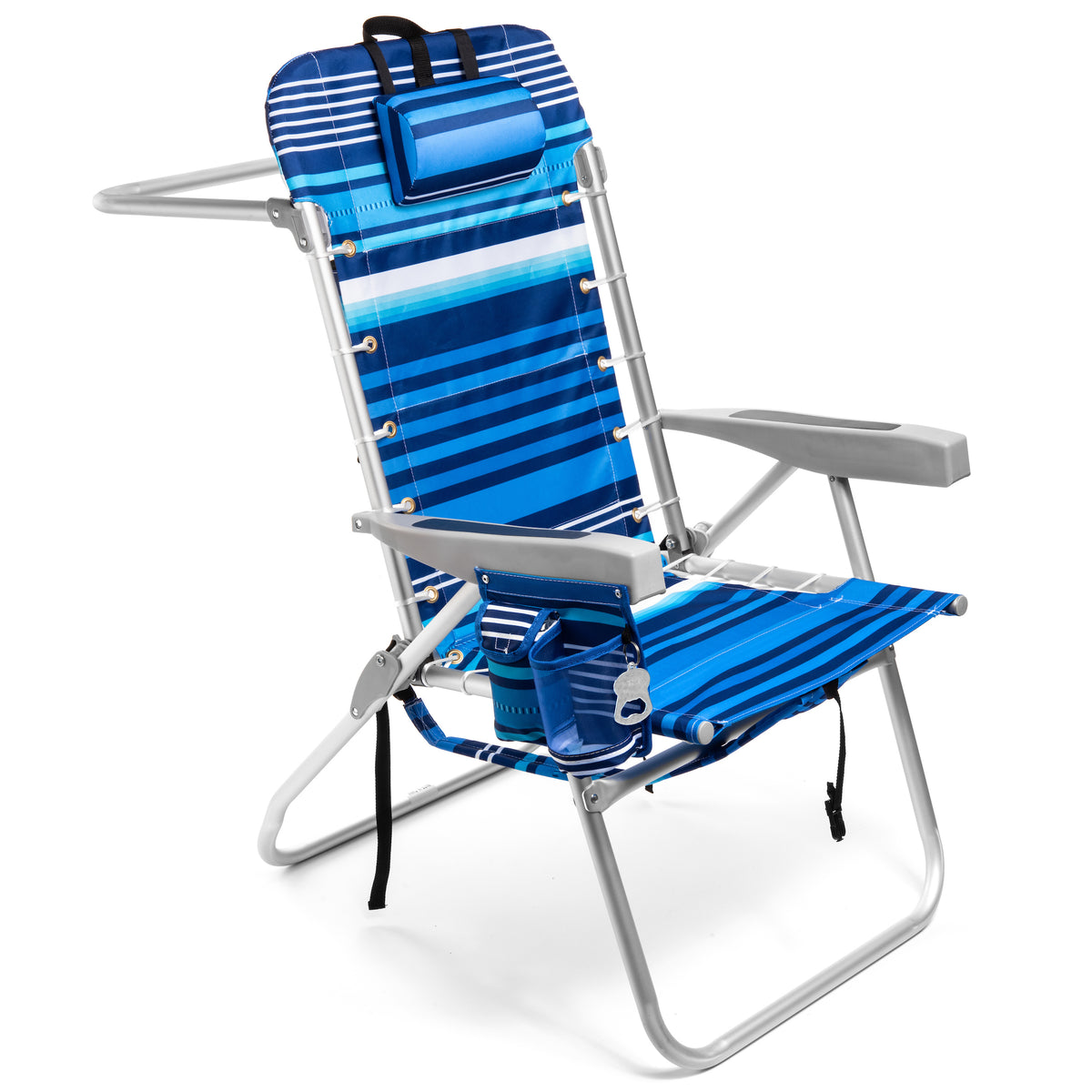 Tall Folding Backpack Beach Chair, Towel bar, Cooler Pouch and Storage –  Homevative