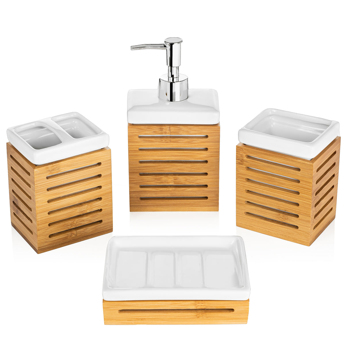 Moraga Bamboo 4 Piece Bathroom Accessory Set