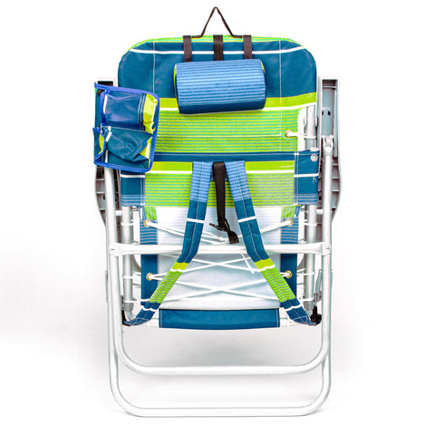 Homevative Folding Beach Chair With Cooler - 5 Position Recliner & Storage Pouch