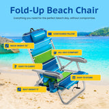 Backpack Beach Chair with 5 Positions, Towel bar, XL Cooler Pouch, Storage Pouch, etc