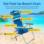 Tall Folding Backpack Beach Chair, Towel bar, Cooler Pouch and Storage