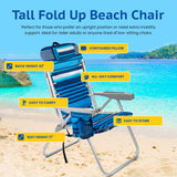 Tall Folding Backpack Beach Chair, Towel bar, Cooler Pouch and Storage