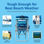 Tall Folding Backpack Beach Chair, Towel bar, Cooler Pouch and Storage