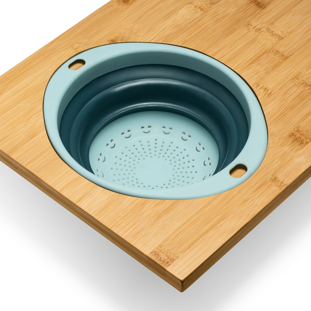 Buy Wholesale China Bamboo Cutting Board With Colander,over The Sink  Cutting Boards With Collapsible Strainer & Bamboo Cutting Board at USD 3.7