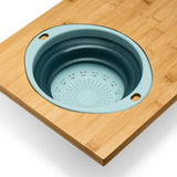 Over the Sink Bamboo Cutting Board with Collapsible / Removable Strainer