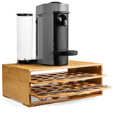 Coffee Stand for Vertuo w/Sliding Capsule Drawers, Natural Bamboo
